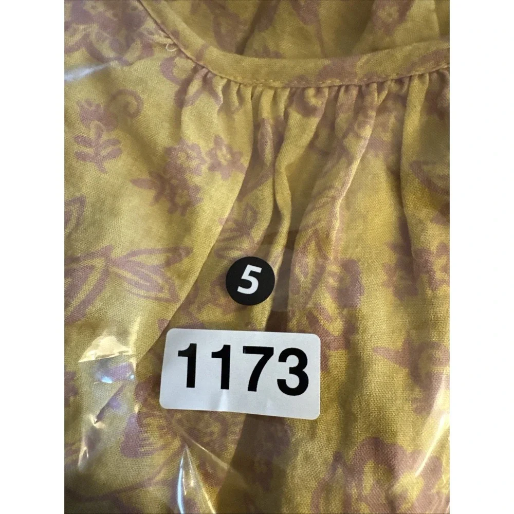 By Together Imogene Paisley Floral Blouse Top Women's Small Yellow Pink Tassels‎ - Picture 10 of 10